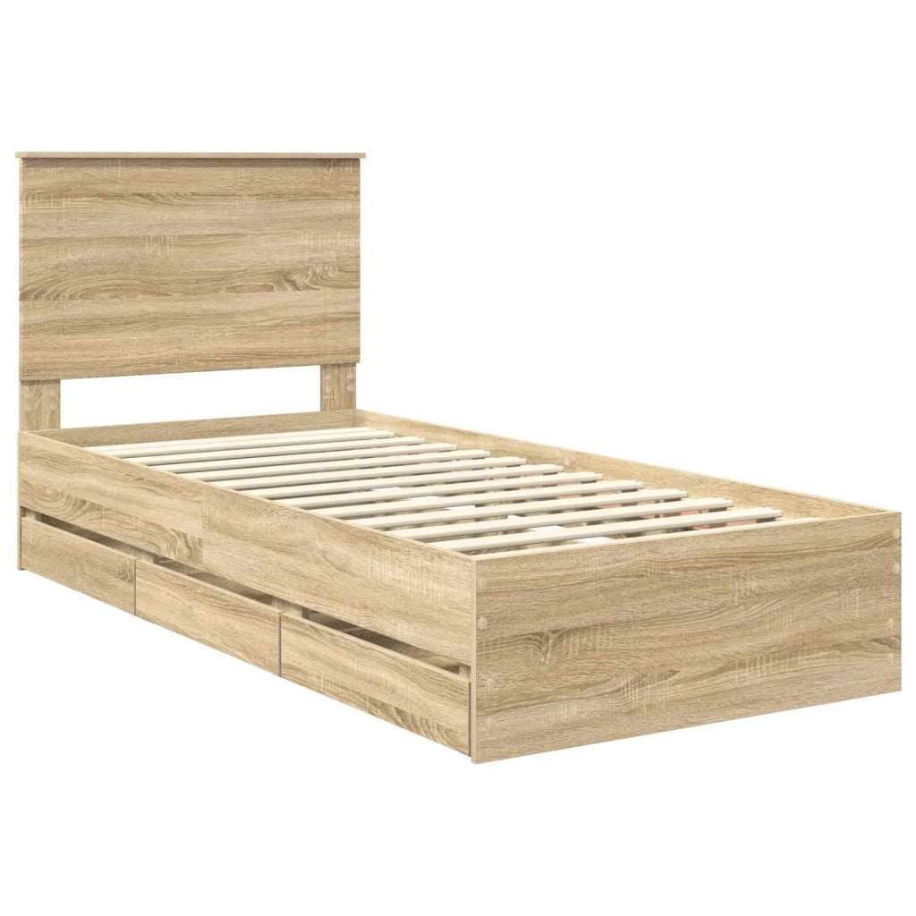 Struttura del letto con cassetto Rovere Sonoma 75 x 190 cm