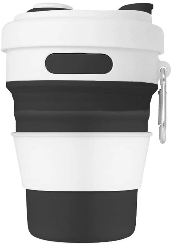 Bicchiere pieghevole, bicchiere pieghevole di silicone, tazza portatile, bicchieri pieghevoli di silicone con coperchio (nero)