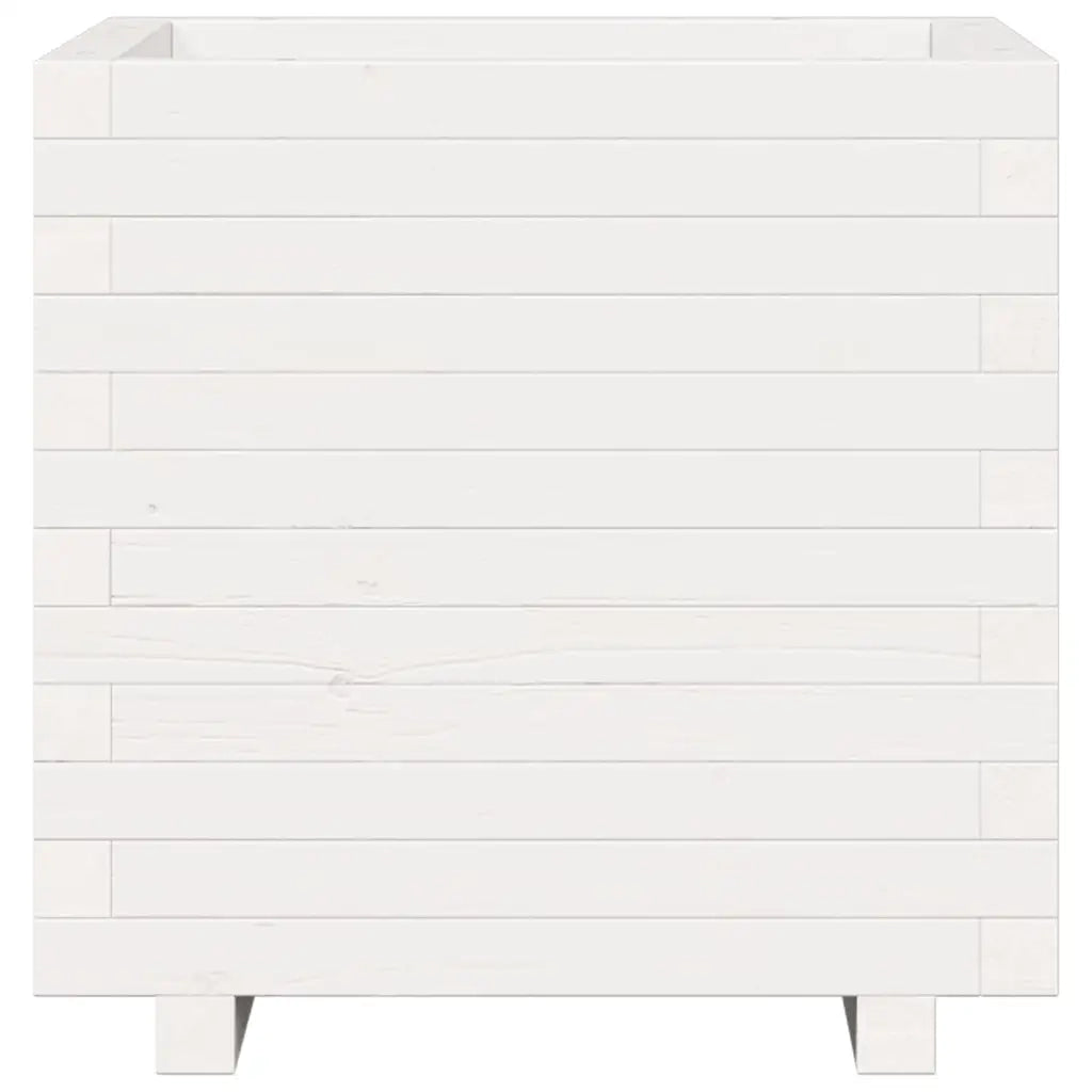 Fioriera da Giardino Bianca 50x50x49,5cm Legno Massello di Pino 847354
