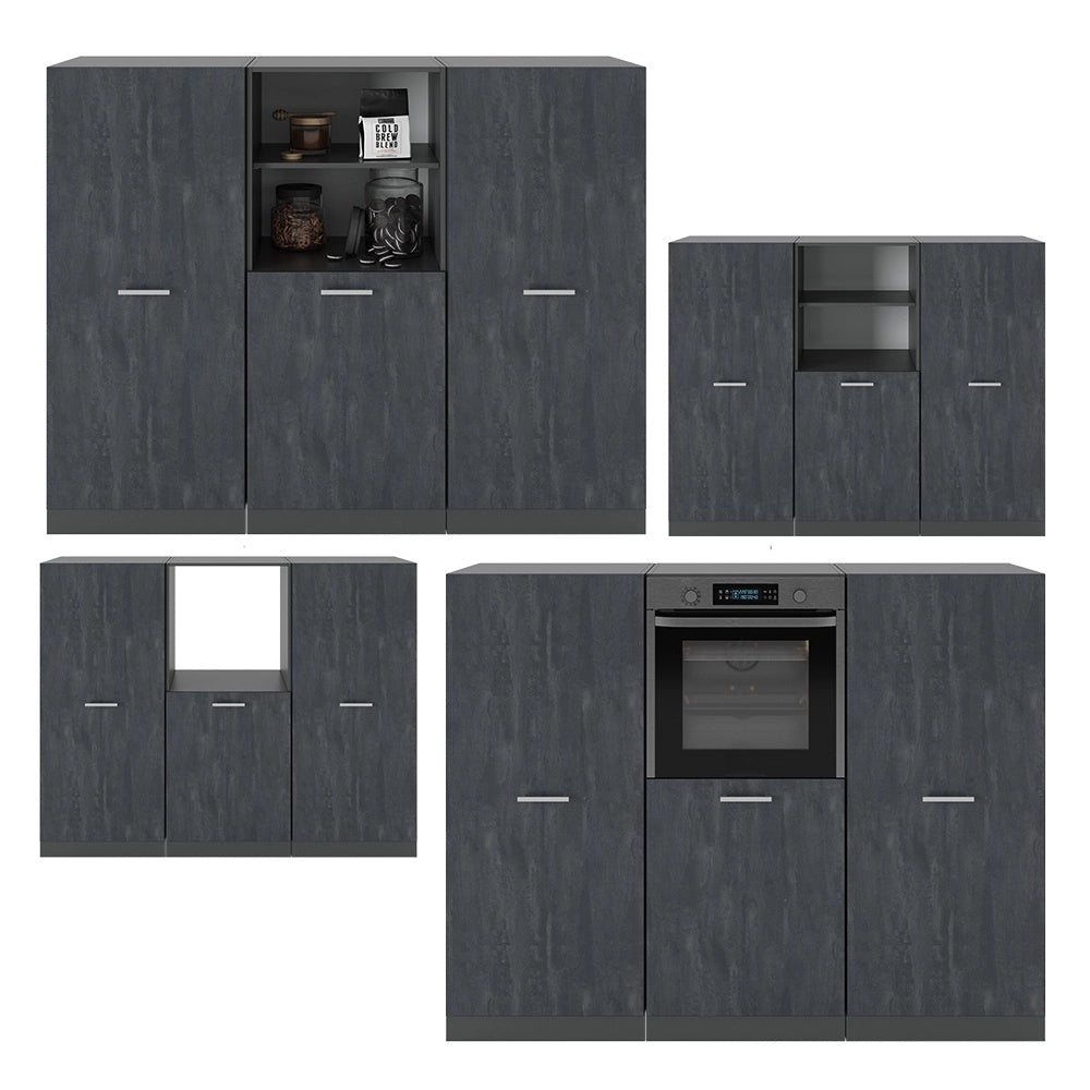 Cucine componibili piccole R-Line Calce nera/Antracite 180 cm senza piano di lavoro Vicco