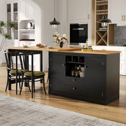 TAVOLO BAR ESTENSIBILE 120-180 CM MDF NERO CON RIPIANI E PORTABOTTIGLIE