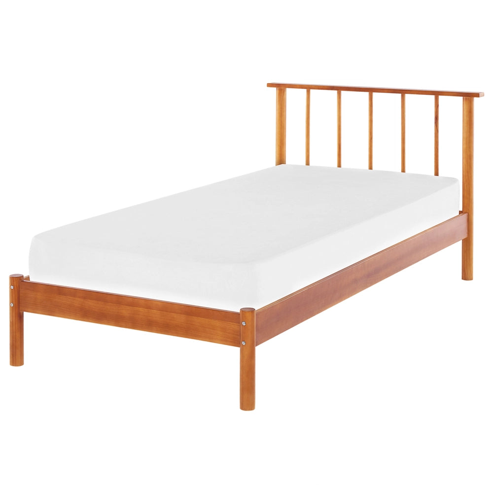Letto in legno di pino chiaro misura singola 90 x 200 con testiera a doghe in stile rustico minimalista