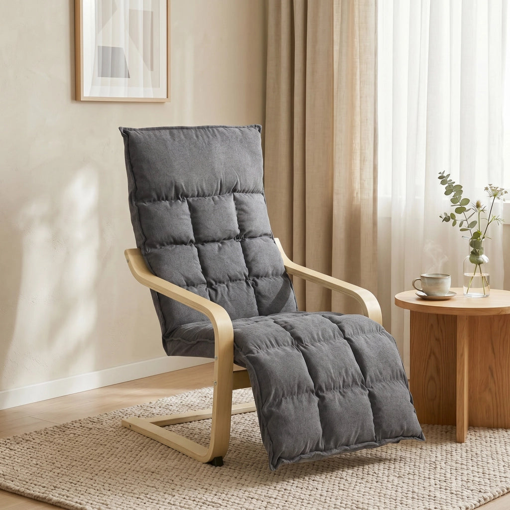 Poltrona Relax Reclinabile con Poggiapiedi in Tessuto Grigio ¨C Zephmum ¨C 100x90x110
