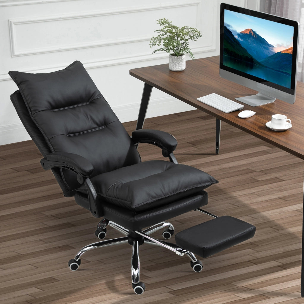 Sedia da ufficio ergonomica ¨C zephmum ¨C similpelle nera con poggiapiedi
