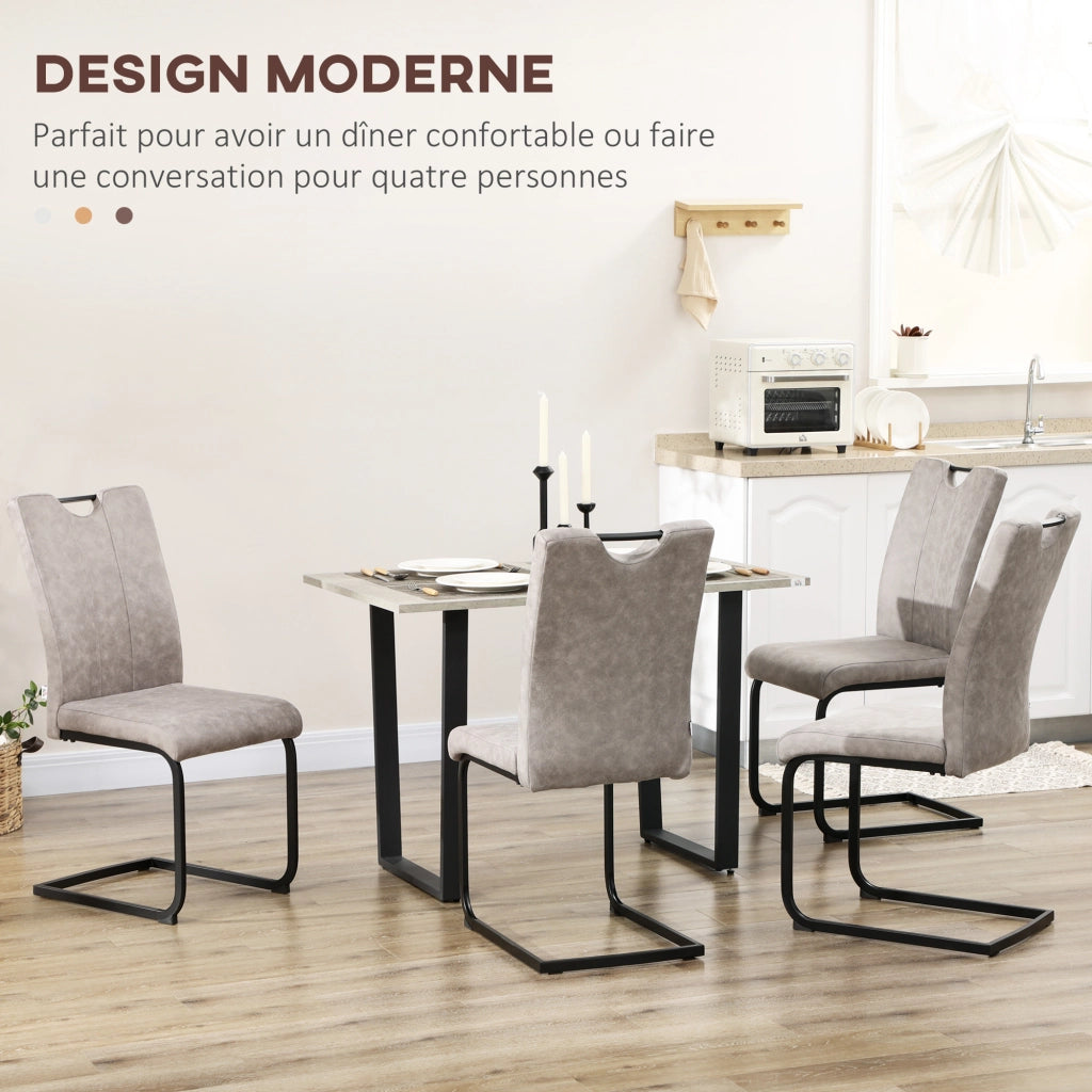 Set di 4 sedie da pranzo con rivestimento in microfibra e gambe in acciaio ¨C zephmum ¨C Grigio 43x58.5x99.5 cm