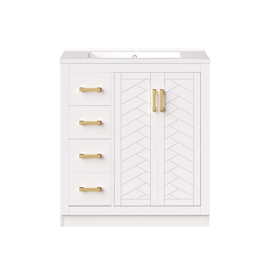 Mobile Sottolavabo con 3 Cassetti e Lavabo in Ceramica ¨C Xylo ¨C Bianco 76.5x46.5x84.5cm