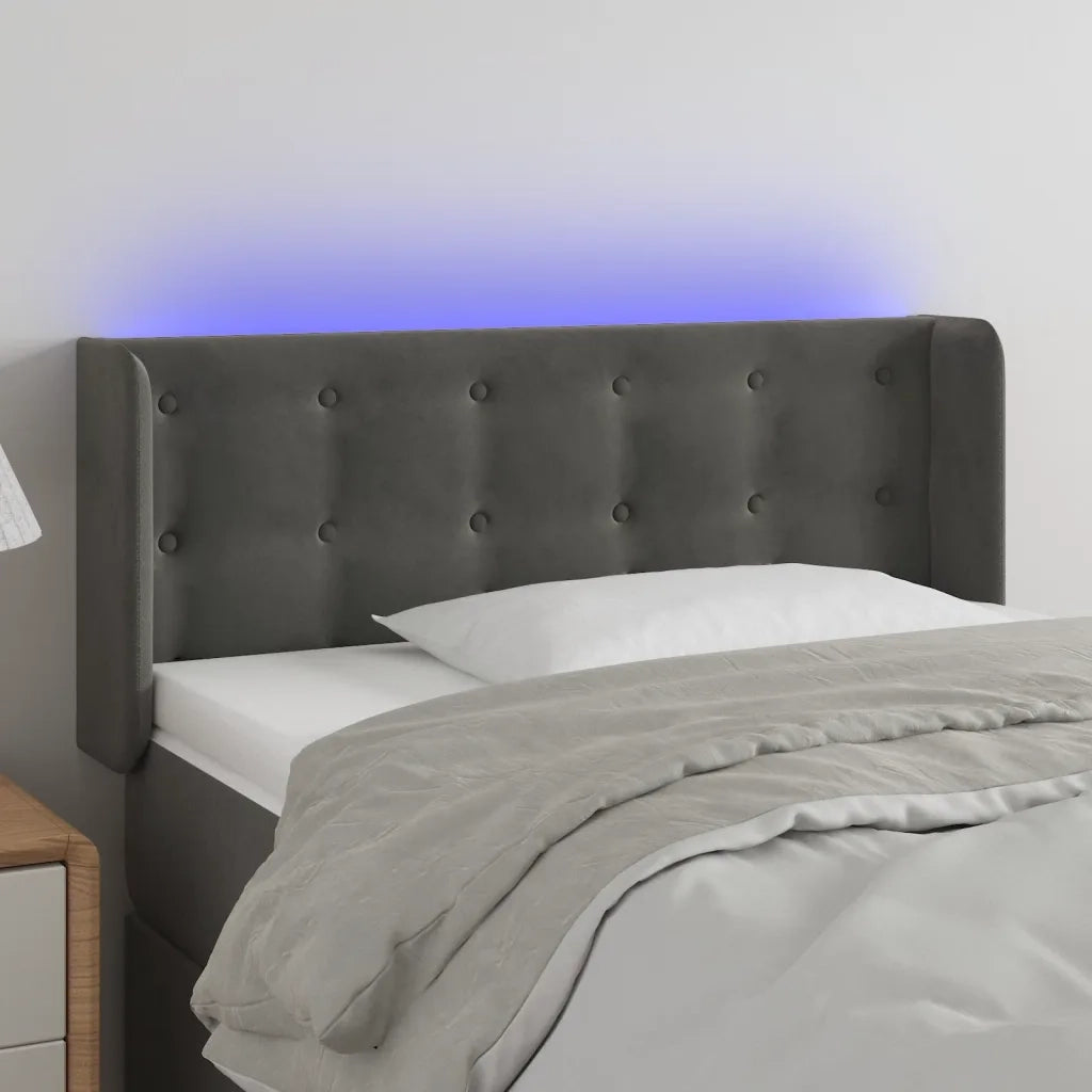 Testiera | Testata a LED Grigio Scuro 103x16x78/88 cm in Velluto