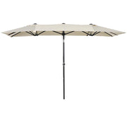 OMBRELLONE DOPPIO INCLINABILE E REGOLABILE CON CORDICELLA IN POLIESTERE E METALLO 150X295X170-214 CM CREMA