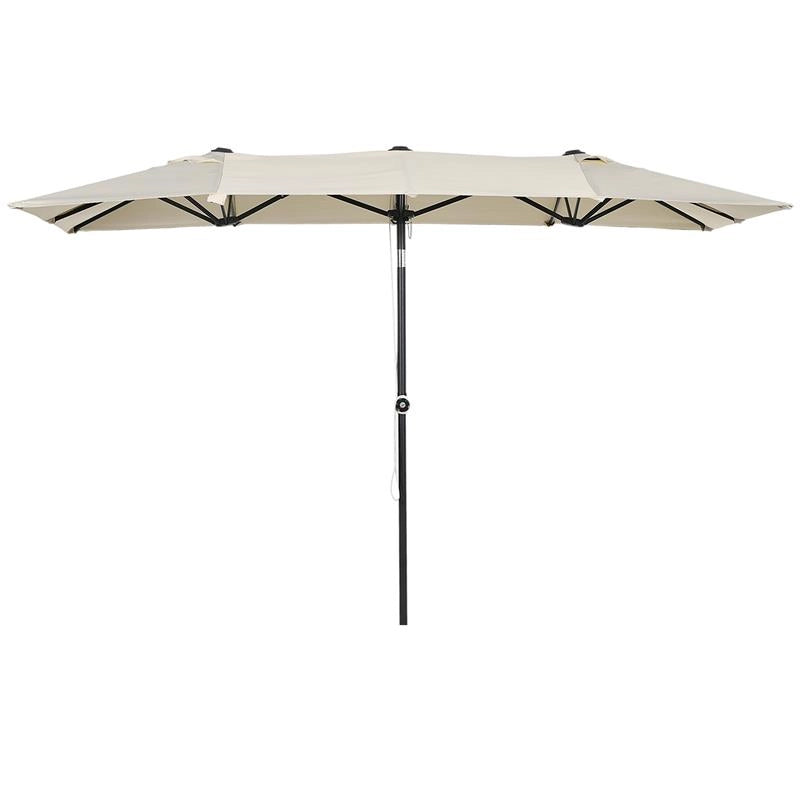 OMBRELLONE DOPPIO INCLINABILE E REGOLABILE CON CORDICELLA IN POLIESTERE E METALLO 150X295X170-214 CM CREMA