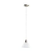 Lampadario A Sospensione Moderno Brenda Acciaio Nichel Vetro 1 Luce E27