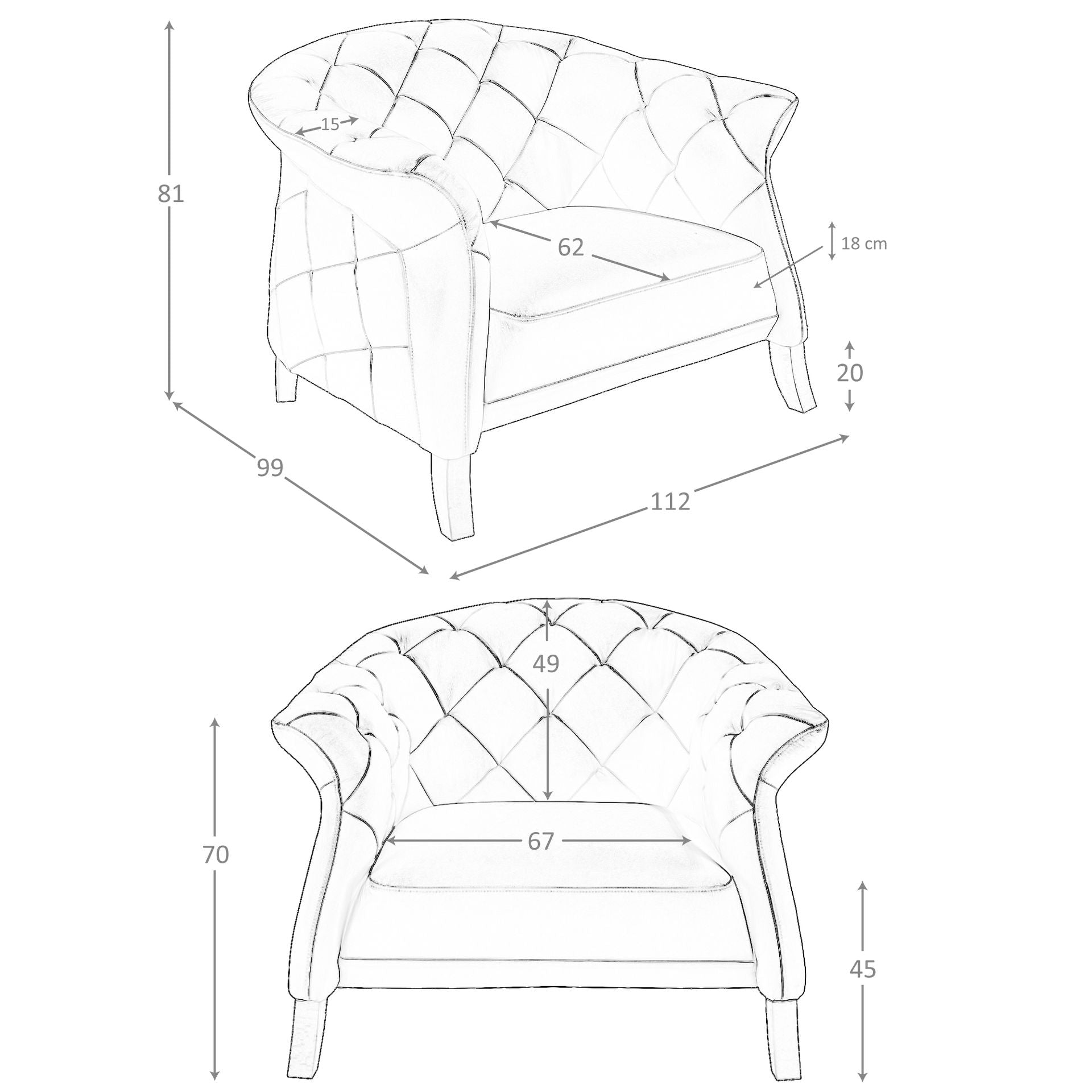 Poltrona in pelle grigia