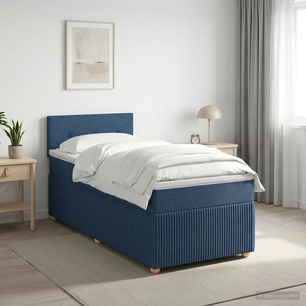 Letto box spring con materasso Blu 100 x 200 cm Tessuto 3452868