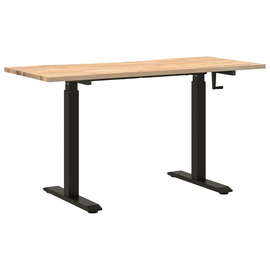 Scrivania Nero e naturale 140 x 60 cm Legno di Quercia Massello 3426552