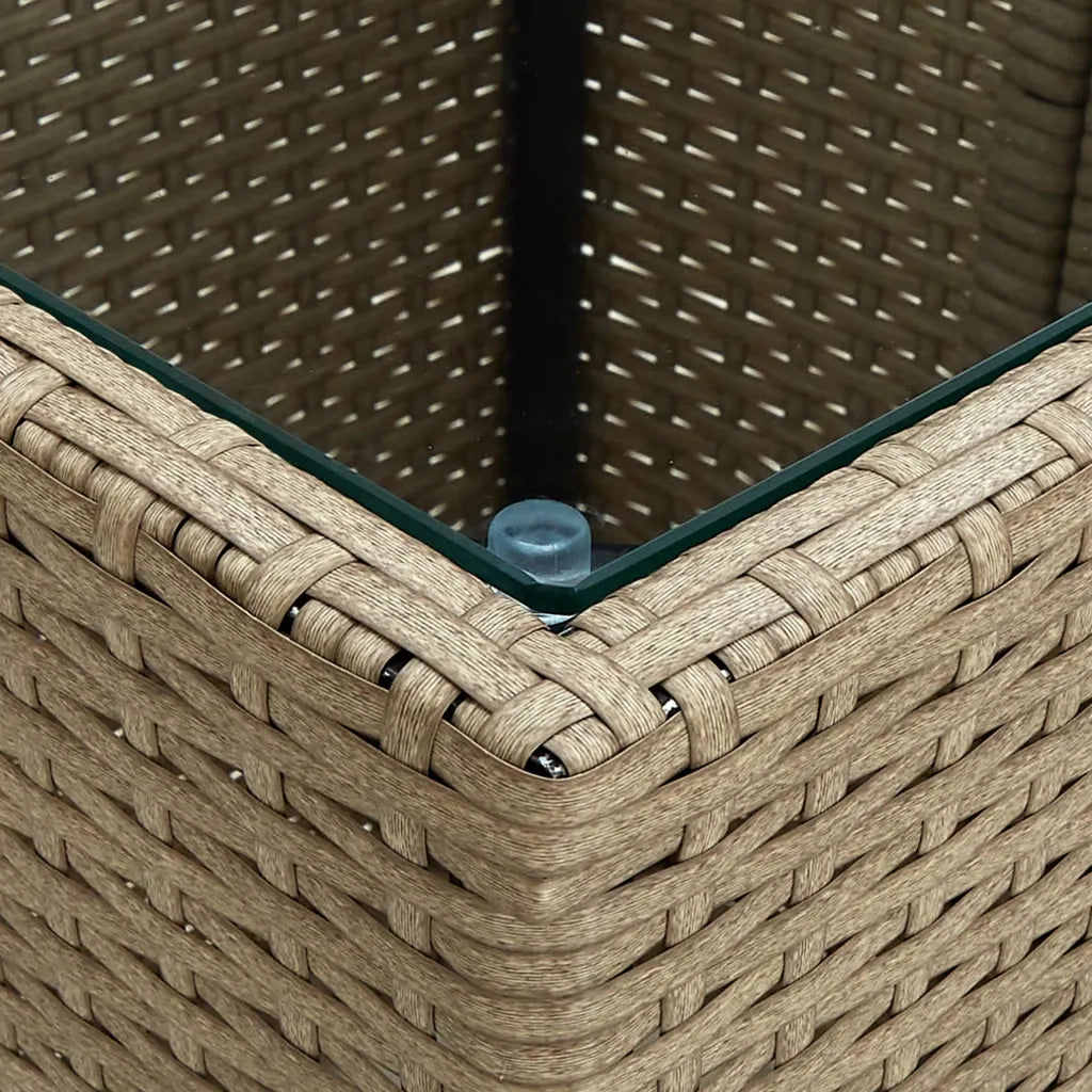Set da BistrÃ² 3 pz con Cuscini Beige Polyrattan e Vetro