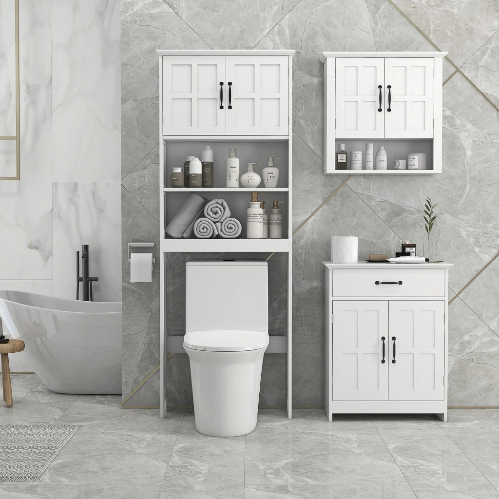Armadietto Bagno con Ripiani Regolabili ¨C Zephmum ¨C Grigio 60x30x