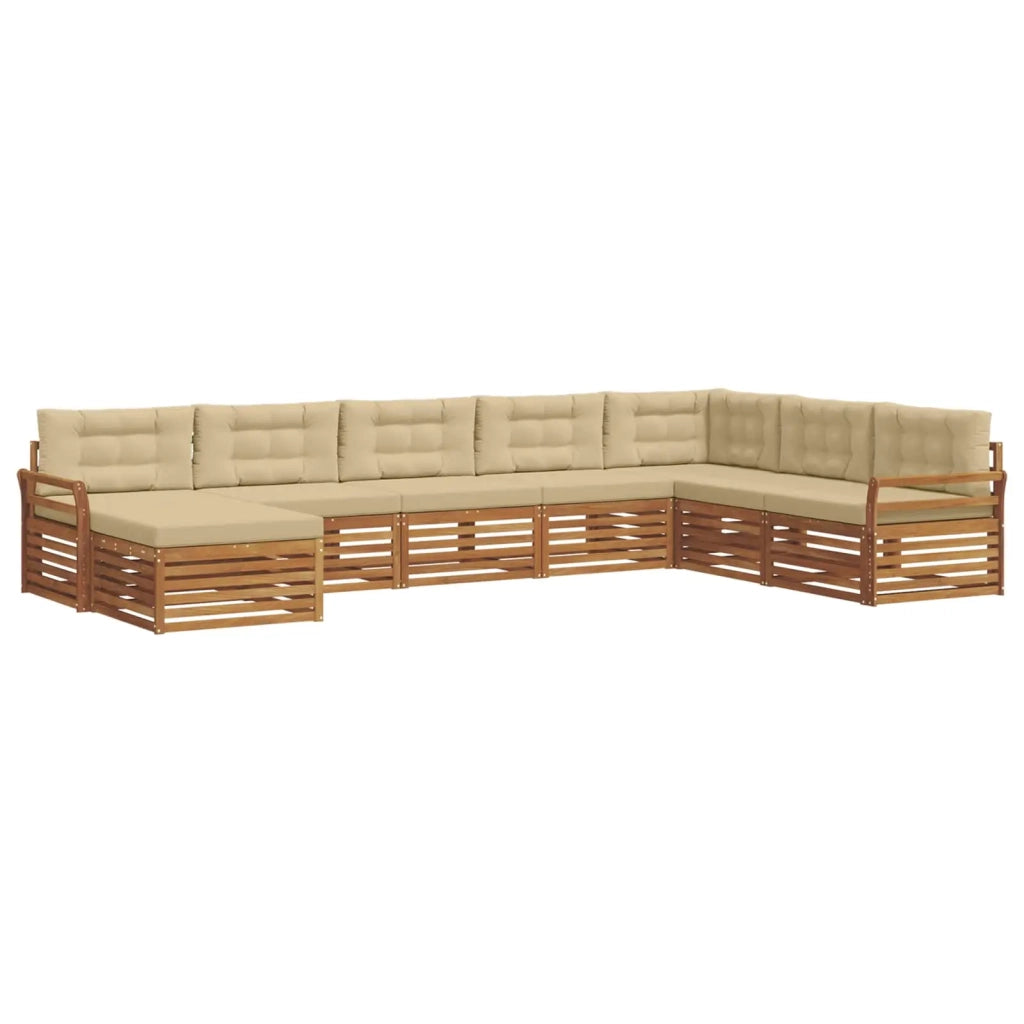 Set di divani da esterno con cuscino 8 pcs Naturale e Beige
