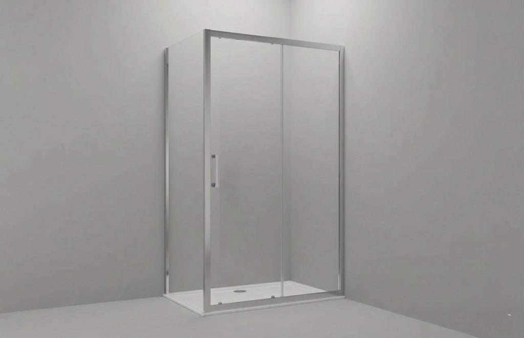 Box doccia 2 lati 80x130cm fisso + porta scorrevole apertura laterale h190cm profilo cromato - LEO