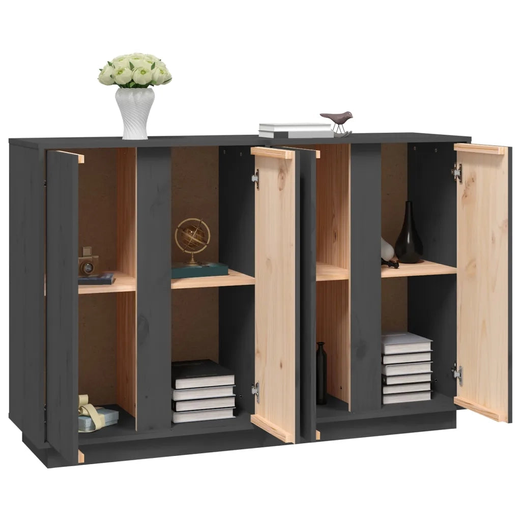 Credenza | Madia | Buffet da pranzo | Armadio da pranzo Grigia 120x35x80 cm in Legno Massello di Pino