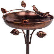 Vogelbad per Buitenvogels, 30,5 cm, con 5 pinne, con base in metallo, Vogelbad e ciotola per il cibo, in posizione verticale, decorazione per il giardino, Vogelbad per il giardino