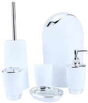 Set da bagno 6 pezzi - Dispensatore di sapone/Tumbler - Spazzola da bagno/Fiala disinfettante per le mani - Smalto ecologo - Sostenibile - Adatto per la decorazione della camera da bagno - Accessori per la camera da bagno