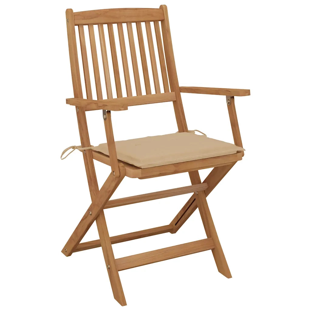 Sedie da Giardino Pieghevoli 6 pz con Cuscini Massello Acacia 3074943