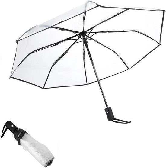 Paraplu pieghevole - design trasparente portatile - sostenibile e super grande - nero .