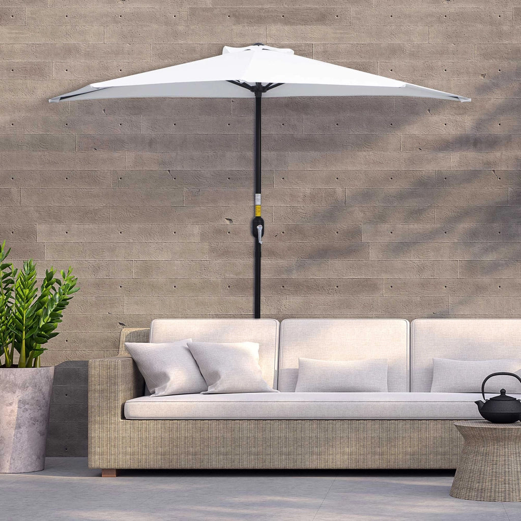 Ombrellone da Terrazza Mezzaluna ¨C zephmum ¨C Bianco 2.6x1.35 m