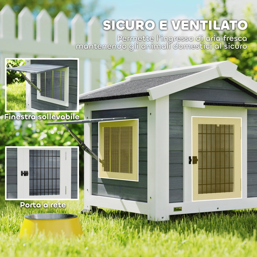 Cuccia per Cani Casetta per Cani da Esterno in Legno, 98x76x69.5cm