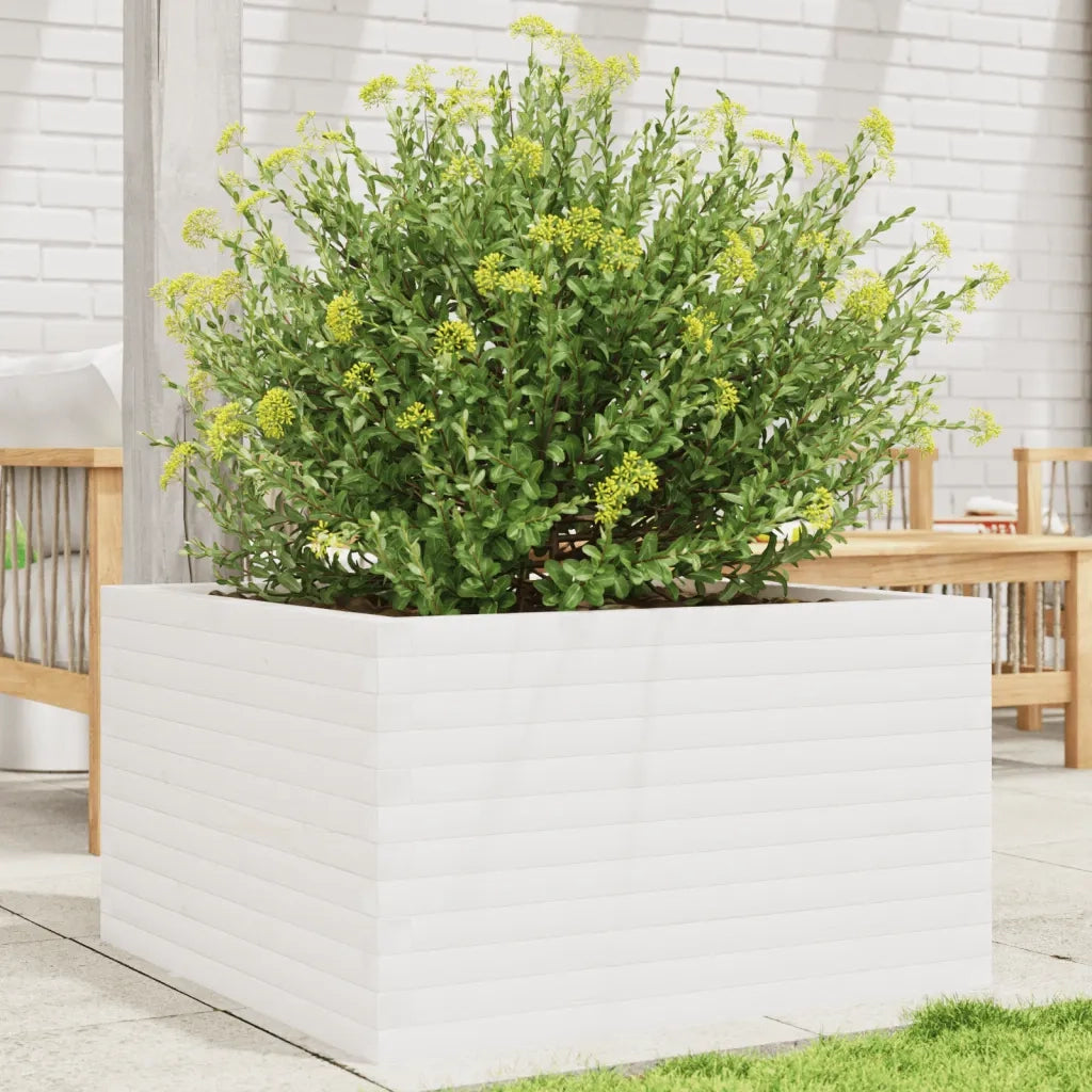 Fioriera | Cassetta per fiori | Vaso da Giardino Bianca 80x80x45,5cm Legno Massello di Pino