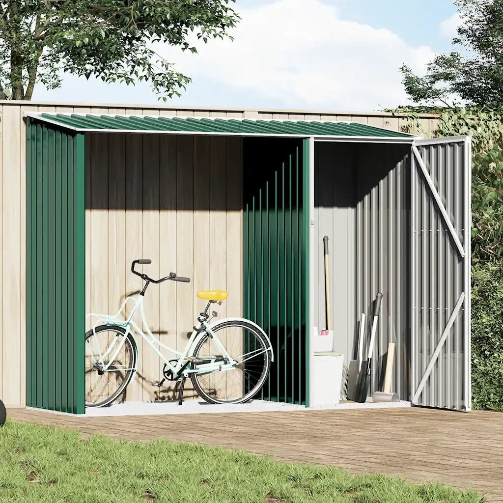 Capanno per Legna Verde 245x98x159 cm in Acciaio Zincato 46293