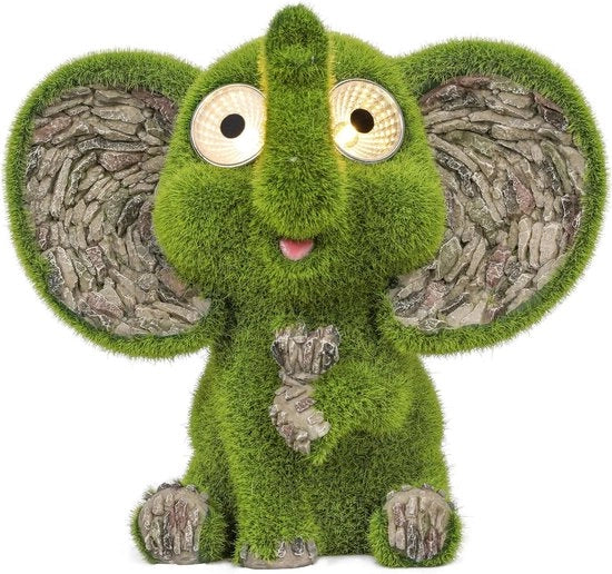 Orefici in stile elefante con occhi da sole per esterno 295 cm - Tessuti con pietra di muschio - Realizzati con resina sintetica - Decorazione per giardino per esterno