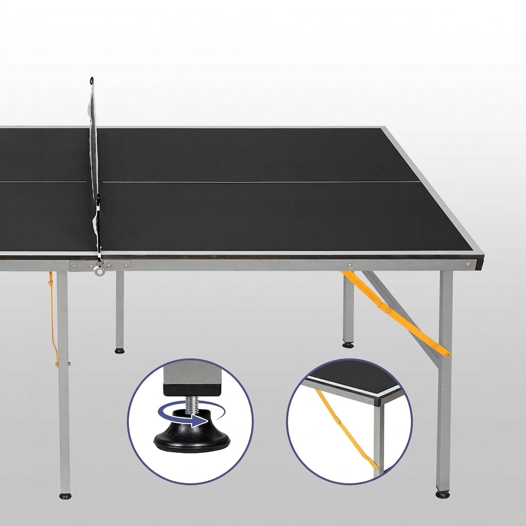Tavolo da Ping Pong Pieghevole 182×91×76;2 cm 6 FT con Rete; 2 Racchette e 3 Palline; Nero
