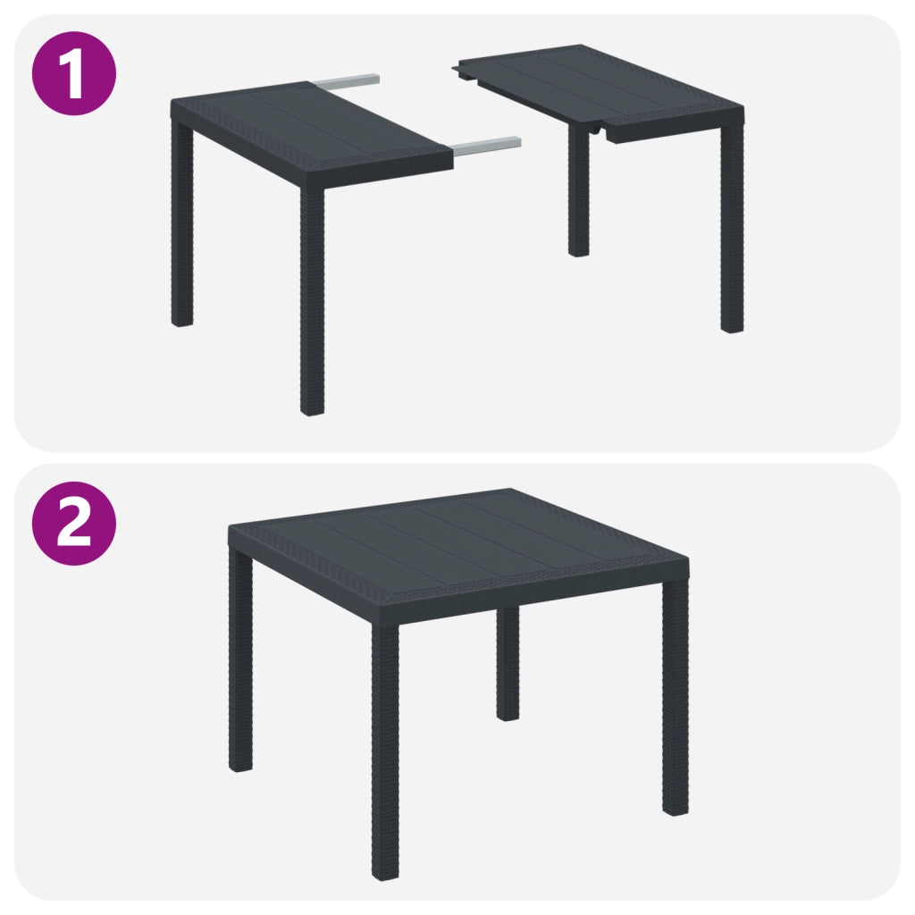 Set pranzo giardino 3 pezzi con cuscini in rattan polipropilene antracite