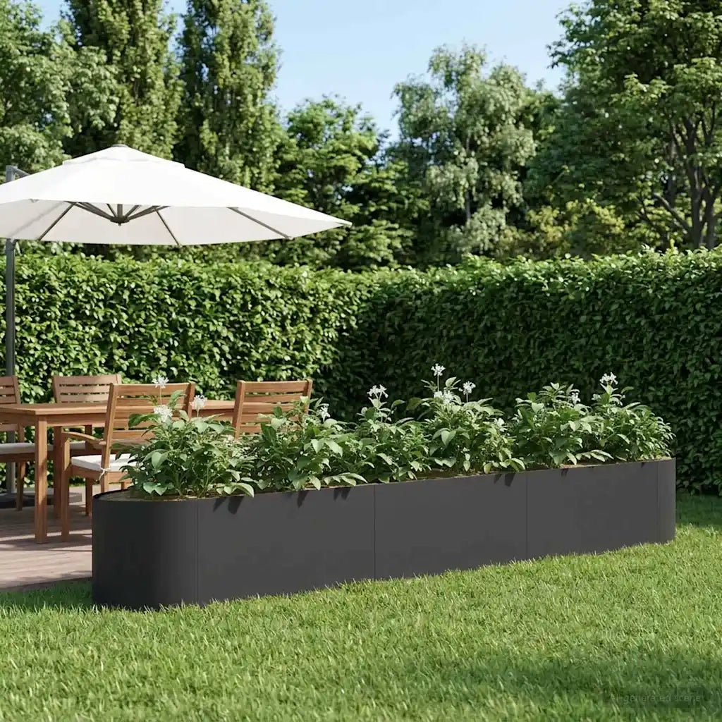 Letto rialzato da giardino Nero 300 x 40 x 40 cm Acciaio 8011726
