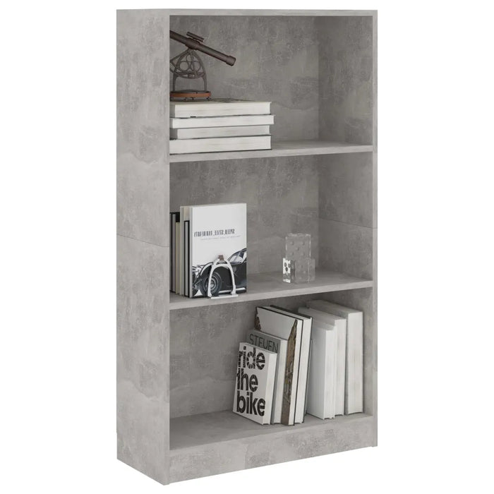Libreria a 3 Ripiani Cemento 60x24x109 cm in Legno Multistrato 800868
