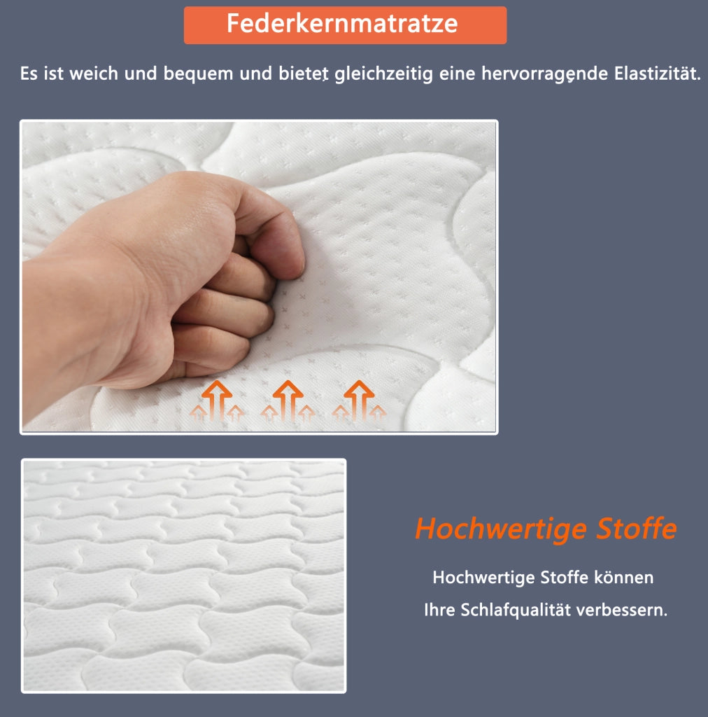 Divano letto imbottito estraibile 90/180x190 cm con LED; USB e 2 materassi; grigio scuro