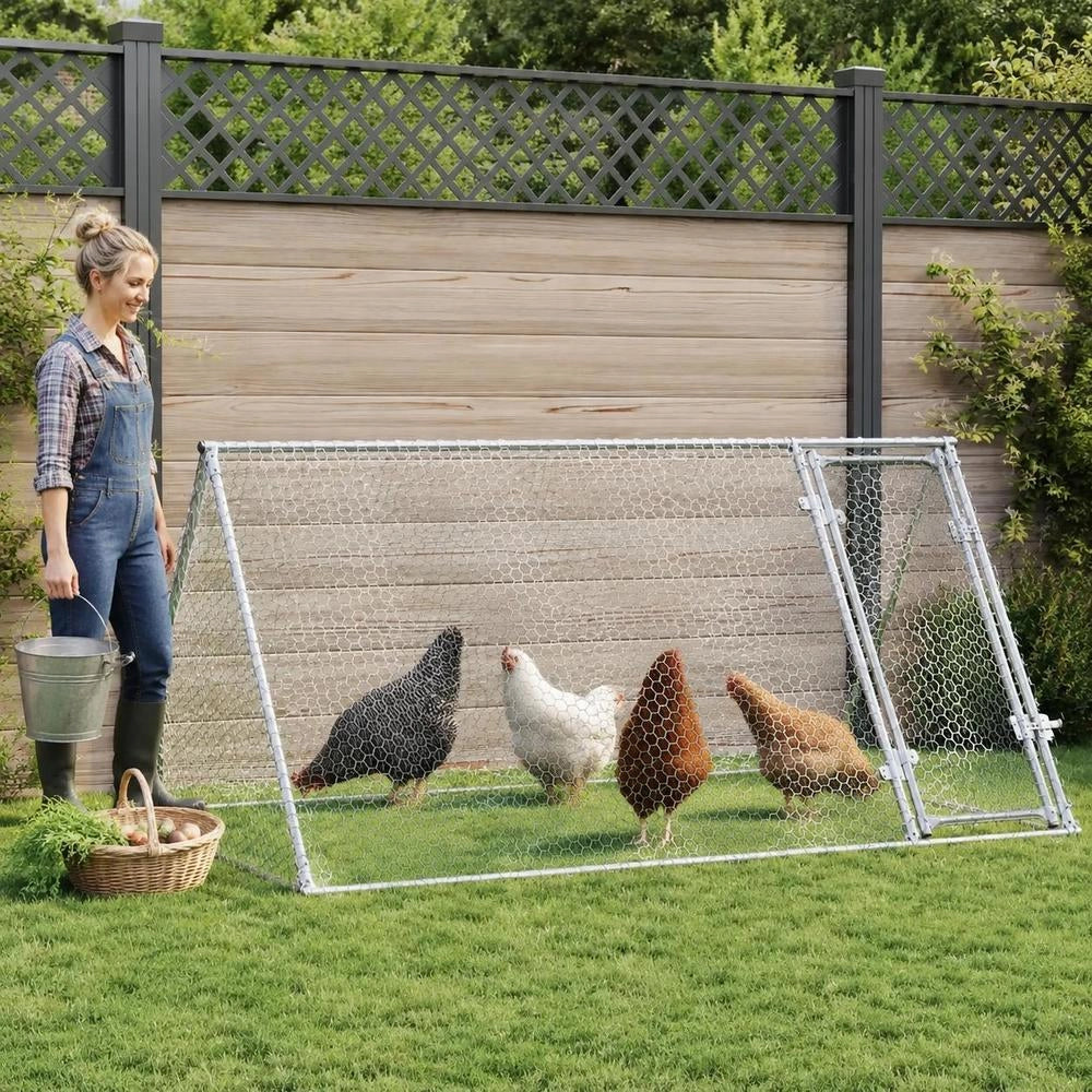 Chicken Cage, Silver, 200x105x91 Cm, Galvanized Steel