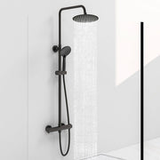 AICAIT Colonna doccia rotonda con soffione rotondo 20x20cm in acciaio inox nero, sistema doccia a 38℃ antiscottature