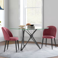 Set 2 Sedie da Pranzo in Velluto Imbottite 52x54x79 cm con Gambe in Metallo Rosso Antico