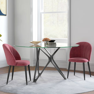 Set 2 Sedie da Pranzo in Velluto Imbottite 52x54x79 cm con Gambe in Metallo Rosso Antico