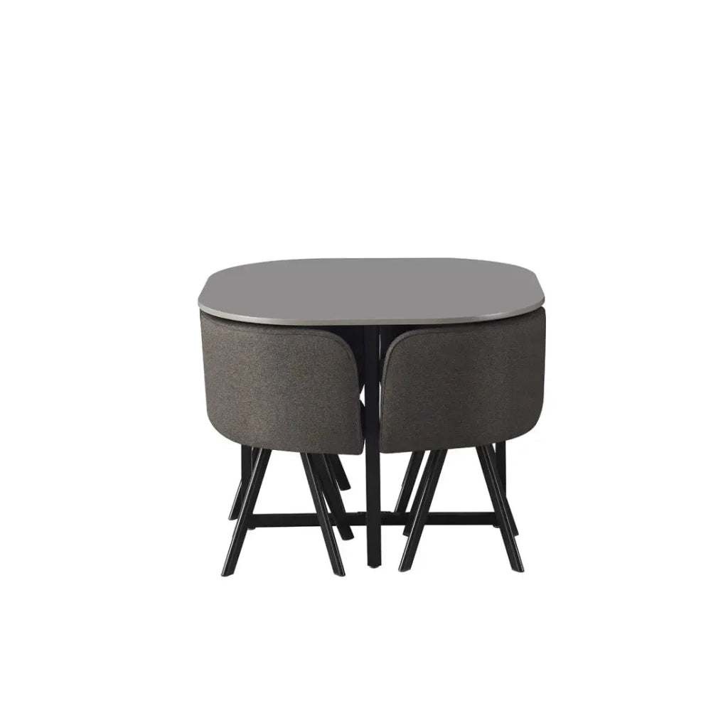 Set tavolo e 4 sedie ORBENA – Colore grigio opaco – Tavolo 100x100 cm – Design moderno e compatto