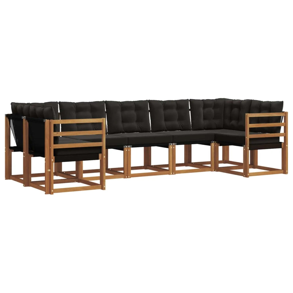 Set di divani da esterno con cuscino 7 pcs Naturale e Nero 3369015