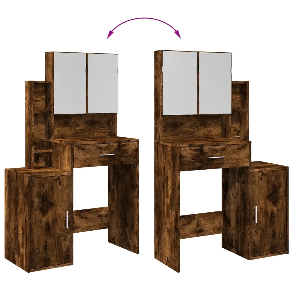 vidaXL Toeletta con Armadietto Rovere Fumo 80x35x132 cm
