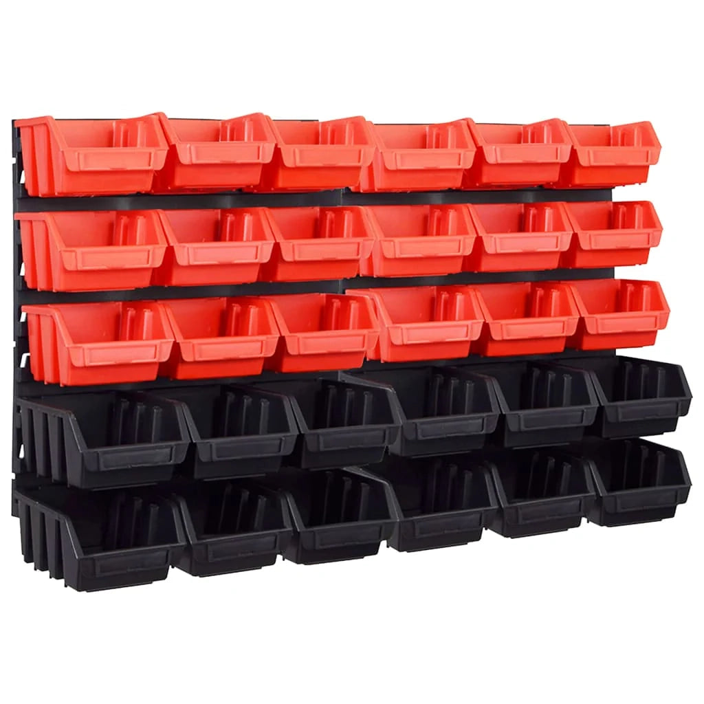 Kit contenitore portaoggetti e pannello da parete da 32 pezzi rosso e nero 02_0003848