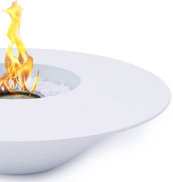 Camino a Bioetanolo da Pavimento Ø60 cm in Acciaio Bianco