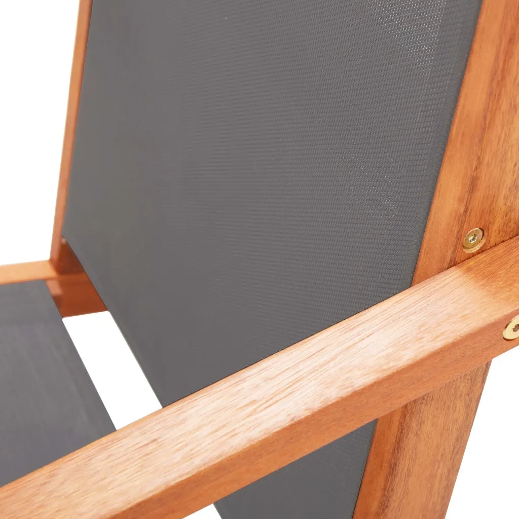 Sedia da Giardino con Pouf Grigia Eucalipto e Textilene 48696