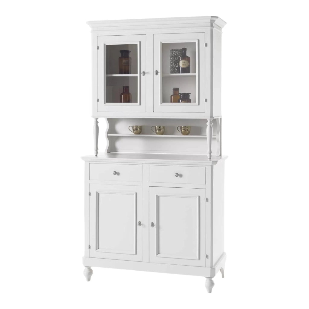 Cristalliera 4 ante napoletana in legno massello bianco sporco 112 x 49 x 206 - Mobili 2G