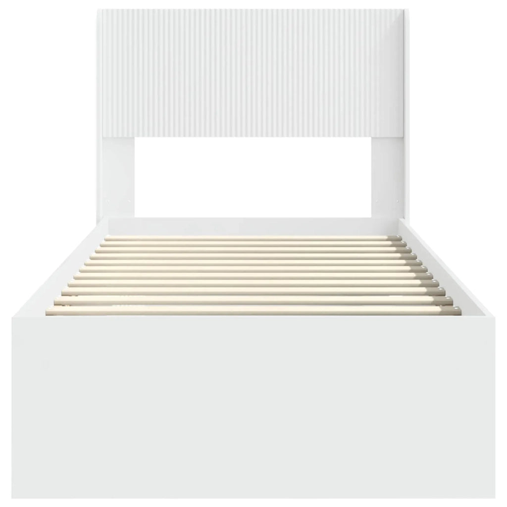 Struttura del letto con stoccaggio e testata Bianco 75 x 190 cm
