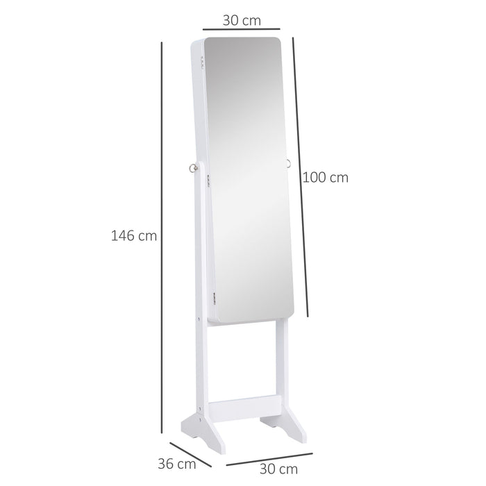 Armadio Portagioie e Trucchi con Specchio e Illuminazione LED Automatica Bianco 30x146x36 cm