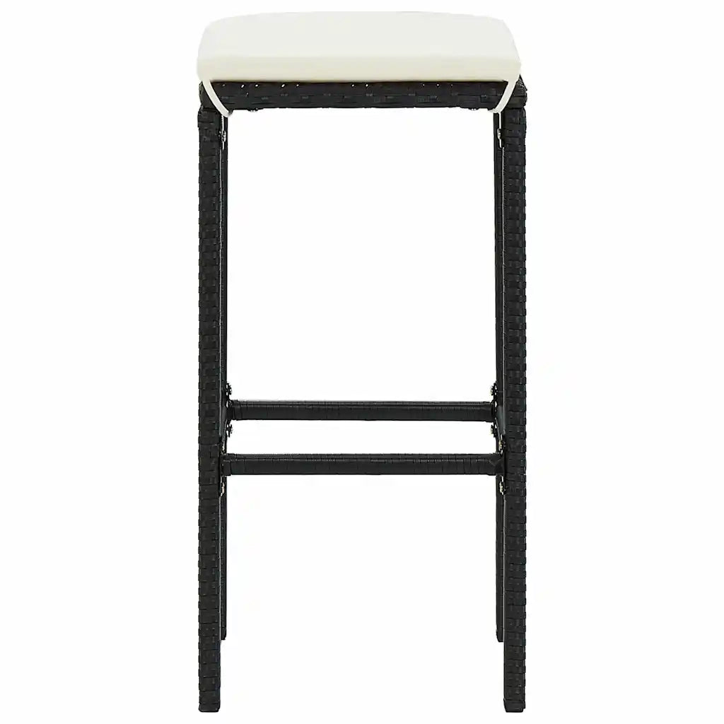 Set Bar da Giardino 5 pz | Set Salotto da Giardino Nero in Legno Acacia e Polyrattan